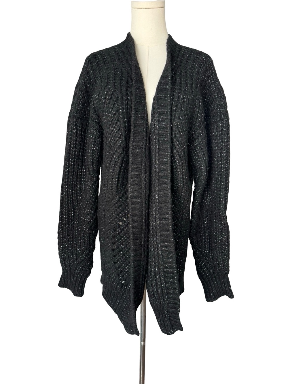 IRO Black Open-Front Wool Blend Cardigan Size Medium